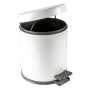 Set: coș gunoi (5L) din INOX cu pedală + perie WC cu suport INOX – ALB