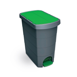 Coș gunoi, 20 L, cu pedală, PELICAN, Negru/Verde