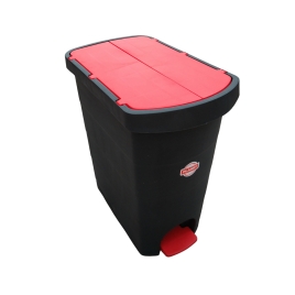 Coș gunoi cu pedală, PELICAN, 60 L, Negru/Roșu