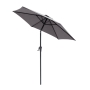 Set masă dreptunghiulară cu 6 scaune + umbrelă, metal / textilen, Negru