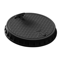 Capac canalizare rotund din PP cu mânere, 1,3 tone, DN500, Negru