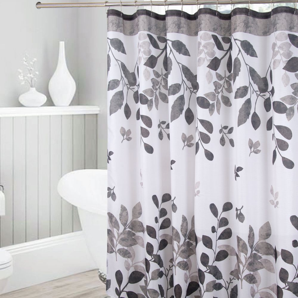 Perdea de baie Grey nature, 180x180, alb/gri/negru