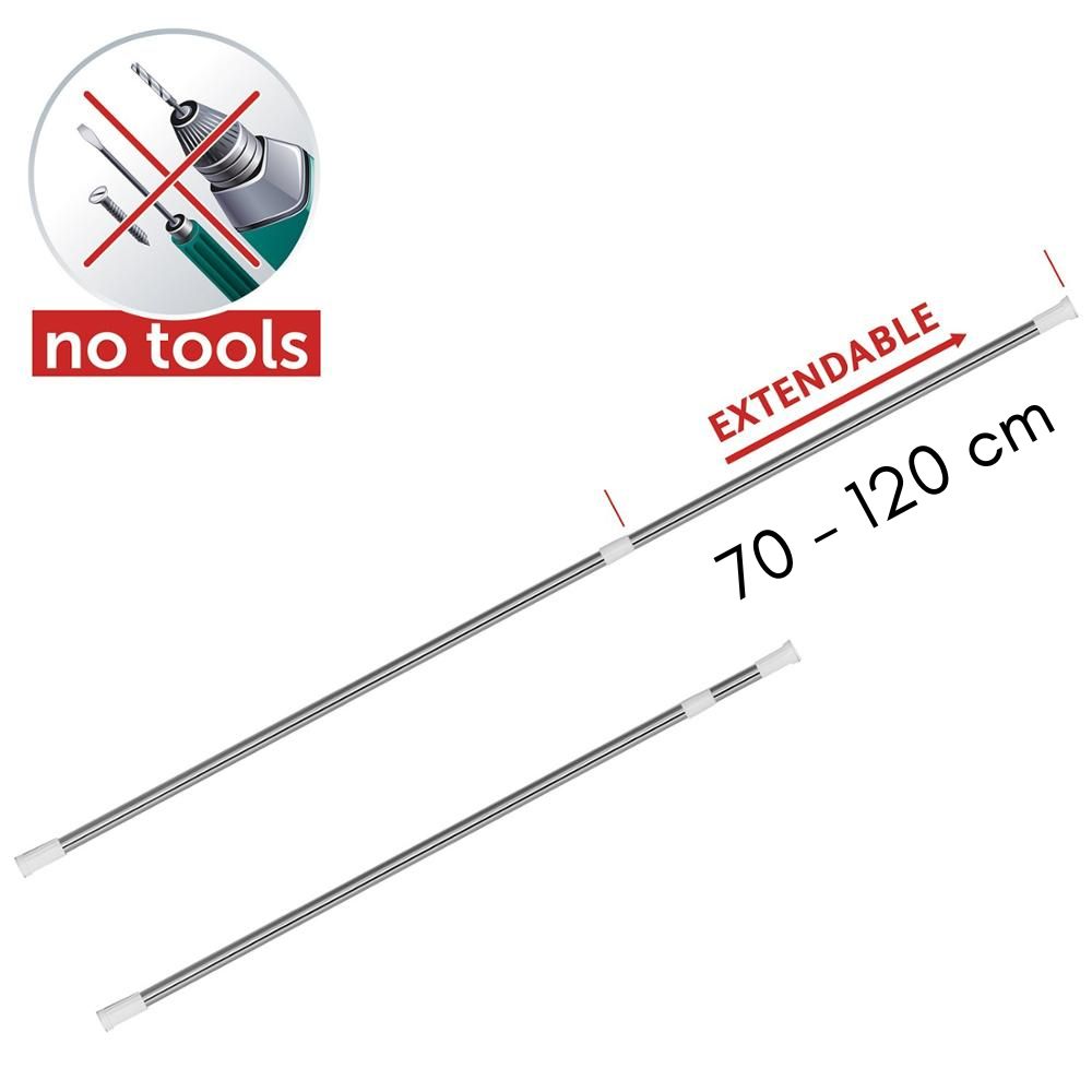 Bară telescopică din inox pentru perdea duș 70-120 cm, crom