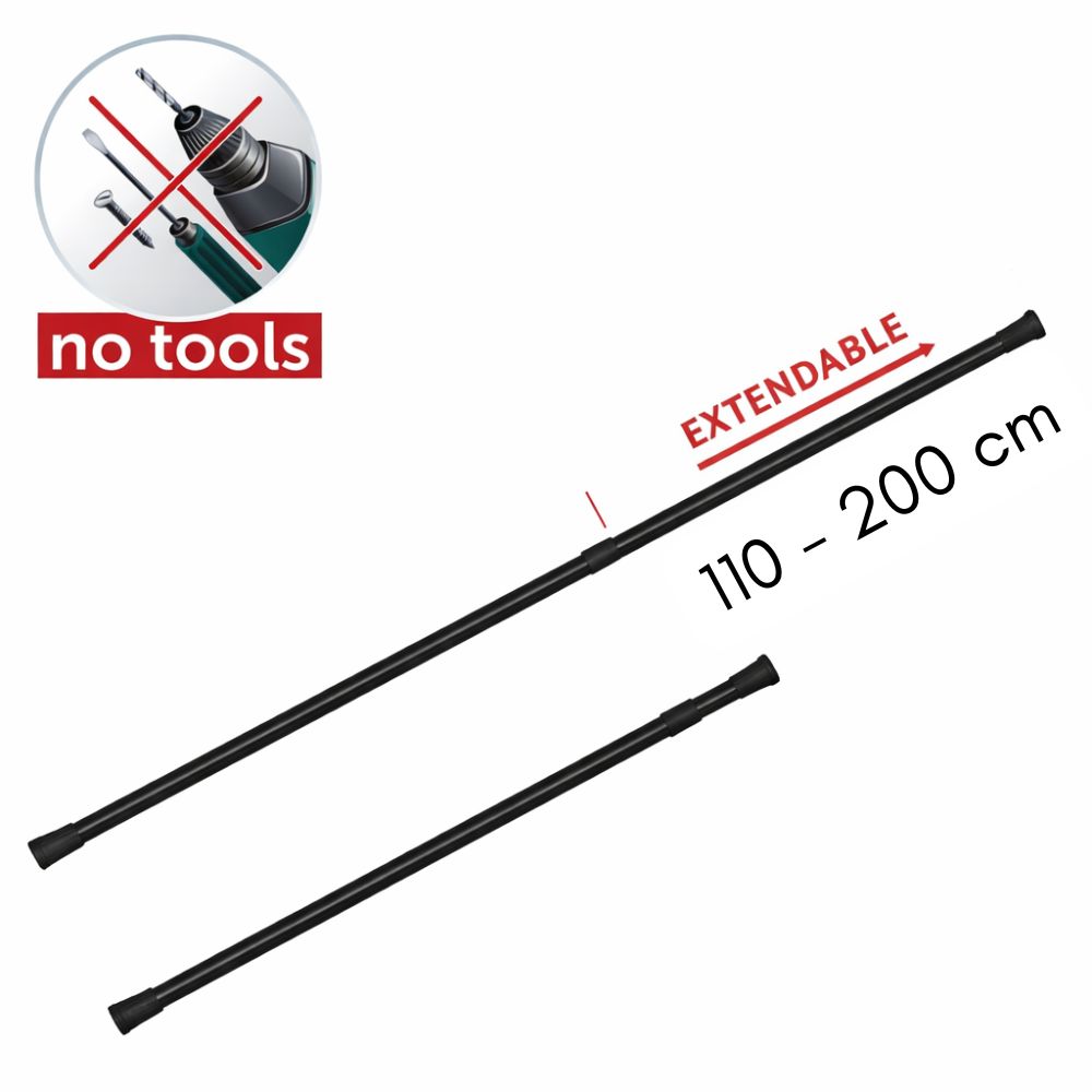 Bară telescopică din inox pentru perdea duă 110-200 cm, neagră