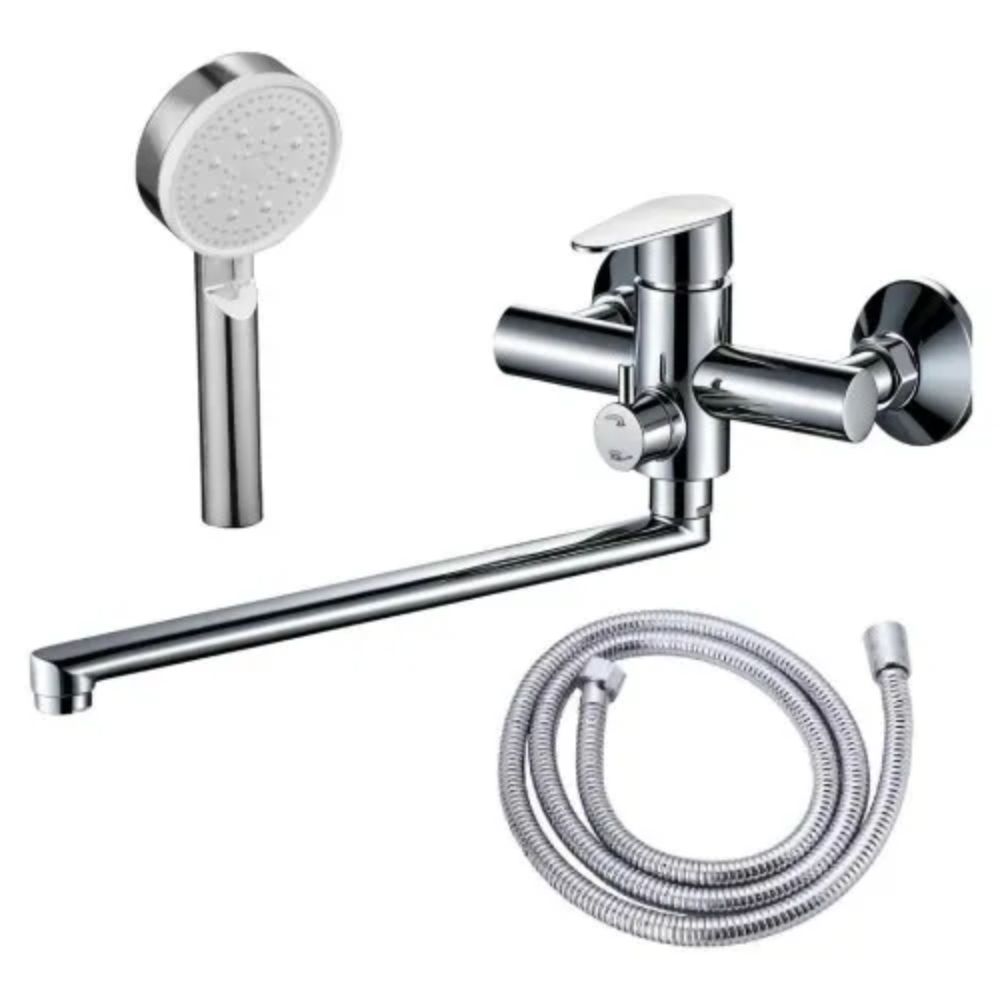 Set baterie cadă, pipa lungă, cu para și furtun, Aquafix - 120, crom