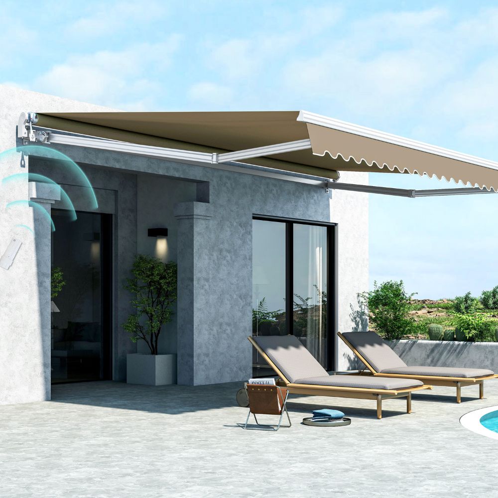 Copertină retractabilă electrică cappucino, 595x350 cm