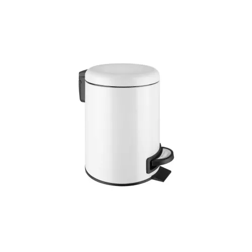 Coș de gunoi, 5 L, cu pedală, inox, ELITE, Alb