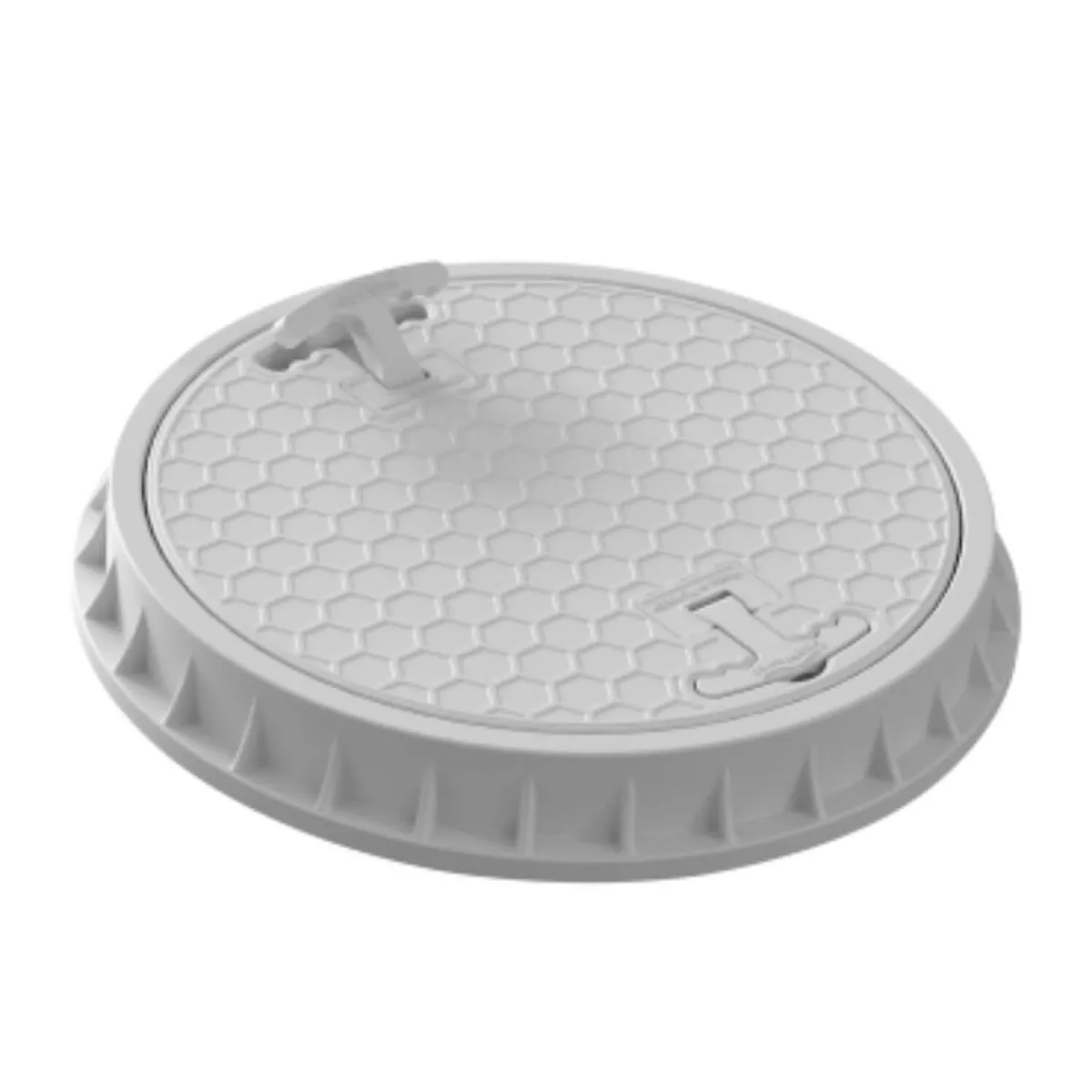 Capac canalizare rotund din PP cu mânere, DN500, Gri