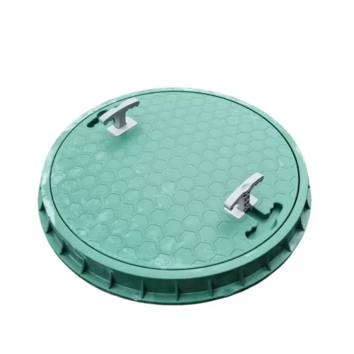 Capac canalizare rotund din PP cu mânere, 1,3 tone, DN500, Verde