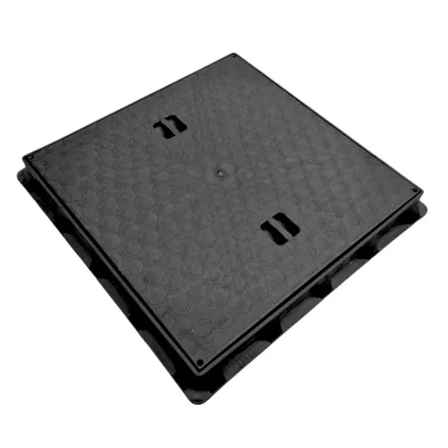 Capac canalizare pătrat din PP, 1,5 tone - 500x500, Negru