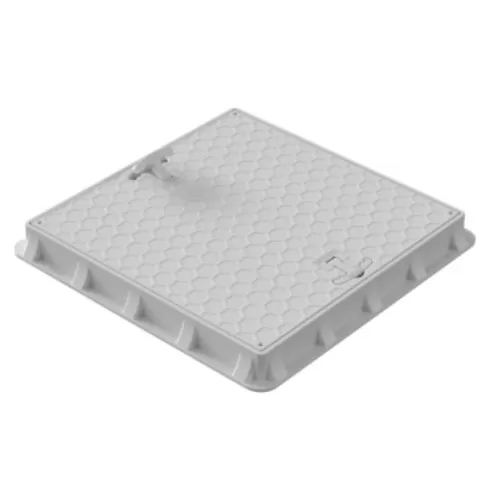 Capac canalizare pătrat din PP cu mânere, 1,8 tone - 600x600, Gri