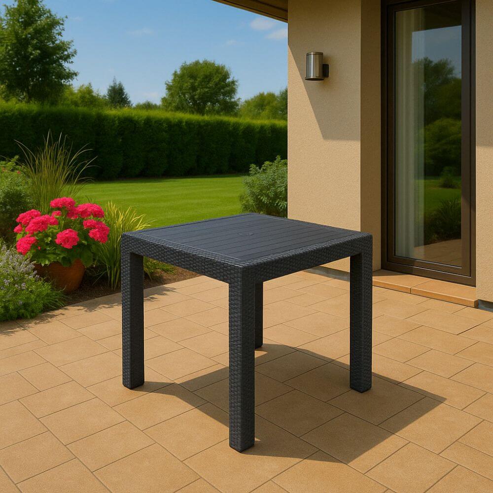 Masă Rattan 90x90, fără sticlă, Antracit