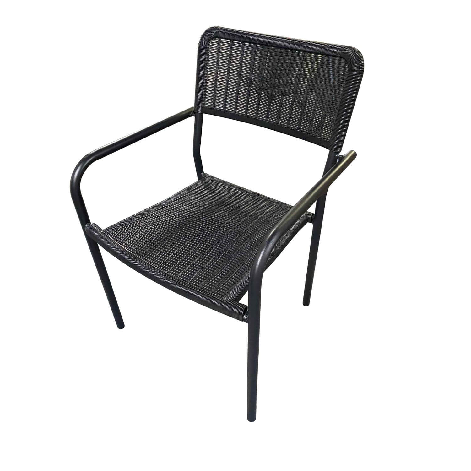 Scaun de grădină Rattan, metal / plastic , Negru