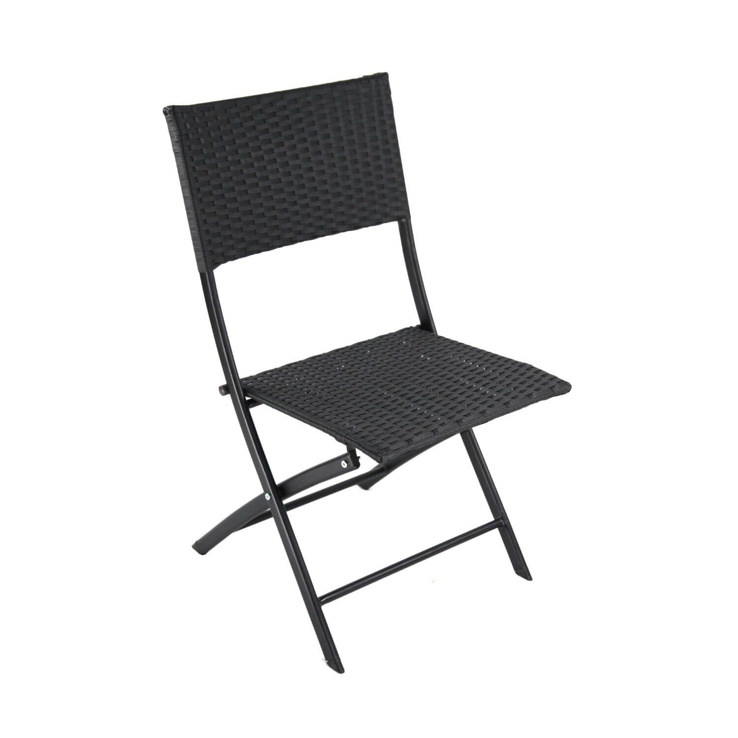 Scaun pliabil, Panama Rattan, metal / plastic, Negru