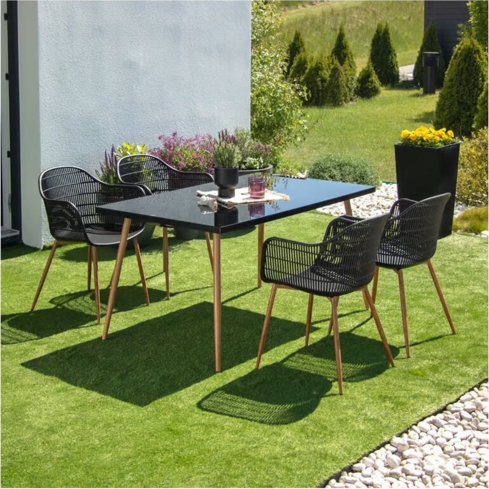 Scaun Lifestyle, plastic / metal, Negru/Lemn