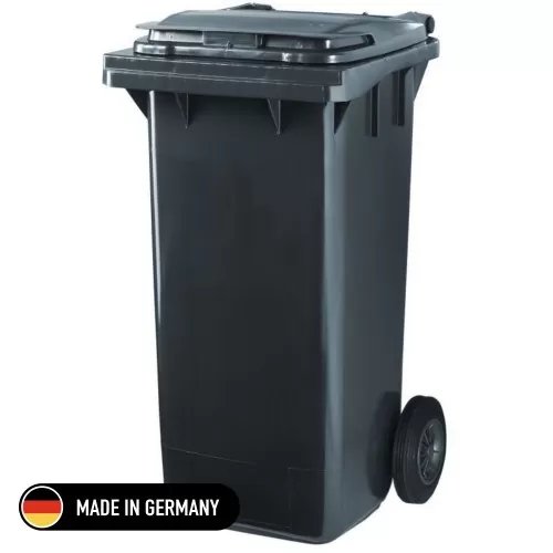Tomberon din plastic cu roti din cauciuc, 120 L, standart, Germania, negru